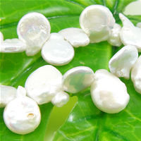 Perlas Keishi Cultivadas de Agua Dulce, Perlas cultivadas de agua dulce, Moneda, natural, Top perforado, Blanco, 11-20mm, agujero:aproximado 0.5mm, longitud:15 Inch, aproximado 20Strandsfilamento/KG, 31PCs/Sarta, Vendido por KG