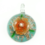 Pendentifs Murano fleur intérieur, chalumeau, Plat rond, sable d'or & deux tons & fleur intérieure, plus de couleurs à choisir Environ 7mm, Vendu par PC