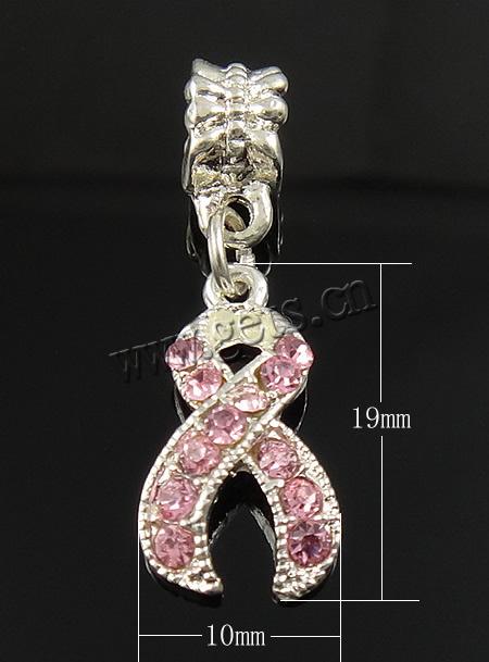 Conciencia de la cinta colgante, aleación de zinc, Cinta de la Conciencia, chapado, con diamantes de imitación, más colores para la opción, 10x19x2mm, agujero:aproximado 5mm, Vendido por UD