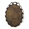 Brass Cabochon Settings, Flat Oval, plated Inner Approx 