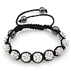 Rhinestone Woven Ball Bracelets, with Hematite, handmade, with 35 pcs rhinestone, Grade A, 10mm, 8mm Inch 