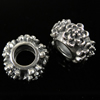 Sterling Silver European Beads, 925 Sterling Silver, Rondelle, plated, with flower pattern & without troll 