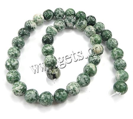 Perles en pierres aux taches vertes, Pierre de tache vert, Rond, multiple tailles pour le choix, Trou:Environ 1mm, Longueur:15 pouce, Vendu par brin