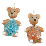 Inner Flower Lampwork Pendants, Bear, gold sand Approx 6mm 