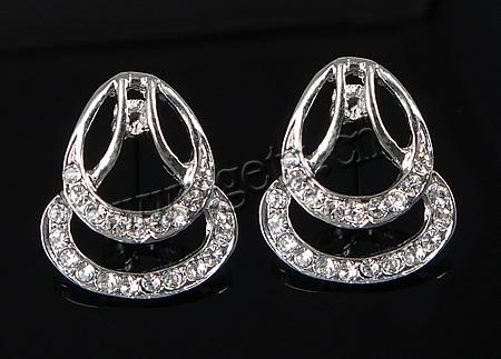 arete de aleación de zinc con diamante de imitación, acero inoxidable aguja de pendiente, con diamantes de imitación, más colores para la opción, libre de cadmio, 17x19mm, Vendido por Par