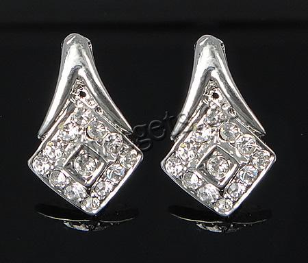 arete de aleación de zinc con diamante de imitación, acero inoxidable aguja de pendiente, con diamantes de imitación, más colores para la opción, libre de cadmio, 12x19mm, Vendido por Par