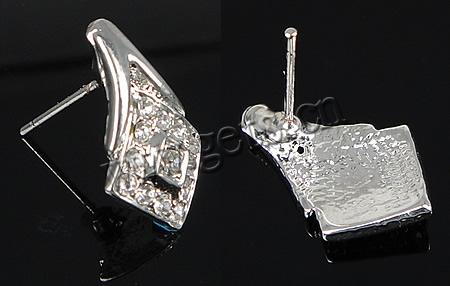 arete de aleación de zinc con diamante de imitación, acero inoxidable aguja de pendiente, con diamantes de imitación, más colores para la opción, libre de cadmio, 12x19mm, Vendido por Par