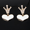 Enamel Zinc Alloy Stud Earring, with enamel, stainless steel post pin, Heart, plated, with rhinestone nickel, lead & cadmium free 