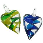 Lampwork Pendants, Heart, handmade, mixed colors Approx 8mm 