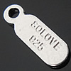 Sterling Silber Tag, 925 Sterling Silber, flachoval, plattiert, mit Brief Muster, keine, 2.5x8x0.6mm, Bohrung:ca. 1.2mm, verkauft von PC