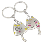 Couple Key Chain, Zinc Alloy, with enamel, Cat, for couple & enamel, lead & nickel free .5 Inch 