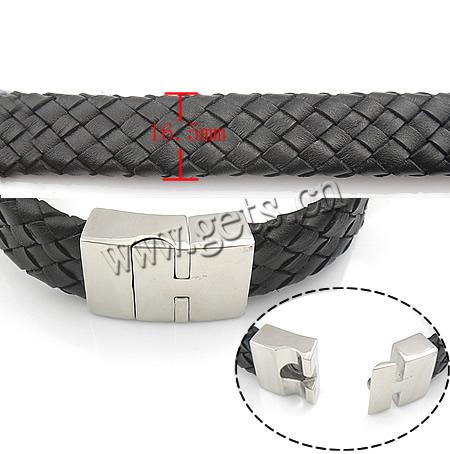 Rindsleder-Armbänder, Kuhhaut, 316 Edelstahl Verschluss, unterschiedliche Länge der Wahl, schwarz, 16.5mm, verkauft von Strang