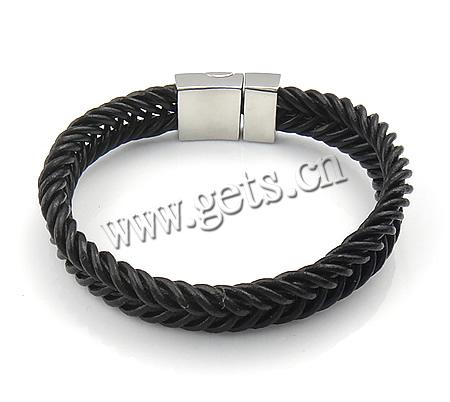 Rindsleder-Armbänder, Kuhhaut, 316 Edelstahl Verschluss, unterschiedliche Länge der Wahl & binden, schwarz, 11.5mm, verkauft von Strang