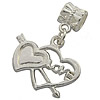 Messing Europa Anhänger, Herz, Wort Liebe, Platinfarbe platiniert, ohne troll, 22x28mm, Bohrung:ca. 4.5mm, 200PCs/Tasche, verkauft von Tasche