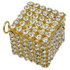 Rhinestone Brass Pendants, Cube, plated, with rhinestone & hollow Approx 4.5mm 