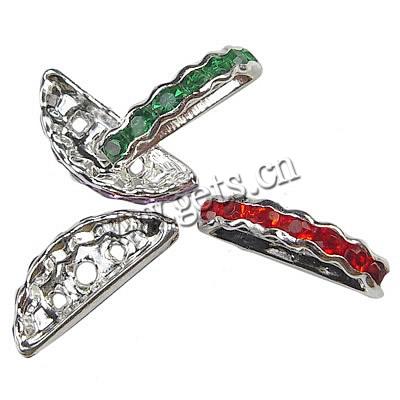 La mitad Ronda Puente Rhinestone Spacer, metal, Luna, chapado, 3-aro & con diamantes de imitación, más colores para la opción, 8x19x4mm, agujero:aproximado 1.5-2mm, 1000PCs/Grupo, Vendido por Grupo