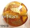 Gold Foil Lampwork Beads, flat round 