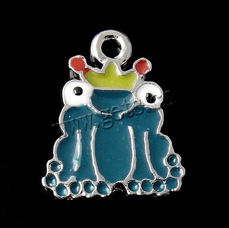 Zinc Alloy Enamel Pendants, Frog, plated, more colors for choice, 11.5x13x1.5mm, Hole:Approx approx 1.5mm, Sold By PC