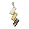 Brass Shell Pendants, with Shell, Rectangle, with rhinestone Approx 