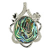 Abalone Shell Pendants, Brass, with Abalone Shell, Flower, platinum color plated Approx 