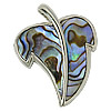 Abalone Shell Pendants, Brass, with Abalone Shell, Leaf, platinum color plated Approx 