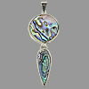 Abalone Shell Pendants, Brass, with Abalone Shell, Teardrop, platinum color plated Approx 