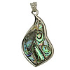 Abalone Shell Pendants, Brass, with Abalone Shell, Leaf, platinum color plated Approx 