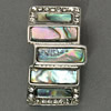 Abalone Shell Pendants, Brass, with Abalone Shell, Rectangle, platinum color plated, with rhinestone Approx 