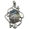 Abalone Shell Pendants, Brass, with Abalone Shell, Flower, platinum color plated Approx 