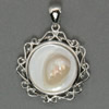 Brass Shell Pendants, with Pearl Shell, Flower Approx 3mm 