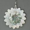 Brass Shell Pendants, with Shell, Flower, platinum color plated, layered Approx 