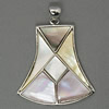 Brass Shell Pendants, with Shell, Trapezium Approx 5mm 