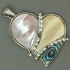 Brass Shell Pendants, with Shell, Heart, with rhinestone Approx 4mm 