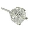 Sterling Silber Stud Ohrring, 925 Sterling Silber, Sterling Silber Stecker, flache Runde, plattiert, mit kubischem Zirkonia, keine, 7x5mm, verkauft von Paar