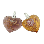 Lampwork Pendants, Heart, handmade, mixed colors, 37-39mm Approx 6mm 