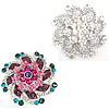 Rhinestone Zinc Alloy Brooch, Flower, platinum color plated, with rhinestone 