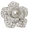 Rhinestone Zinc Alloy Brooch, Flower, platinum color plated, with rhinestone, clear 