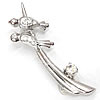 Zinc Alloy Jewelry Brooch, Bird, platinum color plated, with rhinestone 