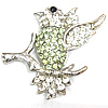 Rhinestone Zinc Alloy Brooch, Bird, platinum color plated, with rhinestone 