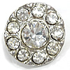 Zinc Alloy Shank Button, Flat round, with rhinestone, 20x20mm, Sold by PC