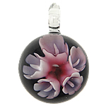 Inner Flower Lampwork Pendants, Round Approx 5mm 