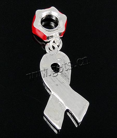 Pendentif de ruban de conscience, alliage de zinc, ruban de sensibilisation, Plaquage normal, émail, plus de couleurs à choisir, protéger l'environnement, sans nickel, plomb et cadmium, 13x26x2mm, Trou:Environ 5.5mm, Vendu par PC