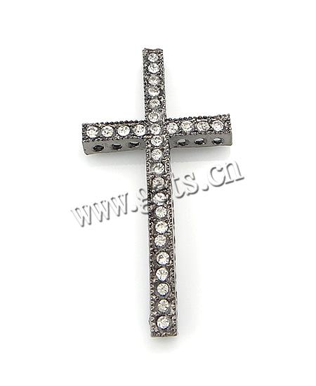 Conector de aleación de Zinc de diamantes de imitación, Cruces, chapado, con diamantes de imitación, más colores para la opción, 24x48x4mm, agujero:aproximado 1.5mm, Vendido por UD