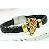 Men Bracelet, Zinc Alloy, with PU Leather, plated, braided bracelet & enamel & with rhinestone 9mm Approx 8.2 Inch 