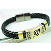 Men Bracelet, Zinc Alloy, with PU Leather, plated, braided bracelet & enamel, black, nickel, lead & cadmium free 9mm Approx 8.2 Inch 