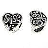 Zinc Alloy European Beads, Heart, plated, without troll Approx 4.5mm 