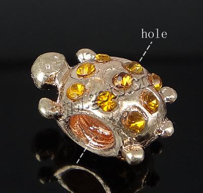 Strass Zink Legierung Europa Perlen, Zinklegierung, Schildkröter, plattiert, ohne troll & mit Strass, keine, 8x8x12mm, Bohrung:ca. 4mm, verkauft von PC