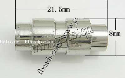 Fermeture magnétique en acier inoxydable rond, tube, Placage, Personnalisé, plus de couleurs à choisir, 21.5x8mm, Trou:Environ 4mm, Vendu par PC