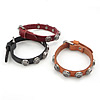 Men Bracelet, Zinc Alloy, with Cowhide 12.8mm Approx 10 Inch 