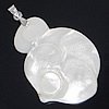 Pendentifs de coquille en laiton, avec coquille blanche, Placage de couleur platine Environ 4mm, Vendu par PC